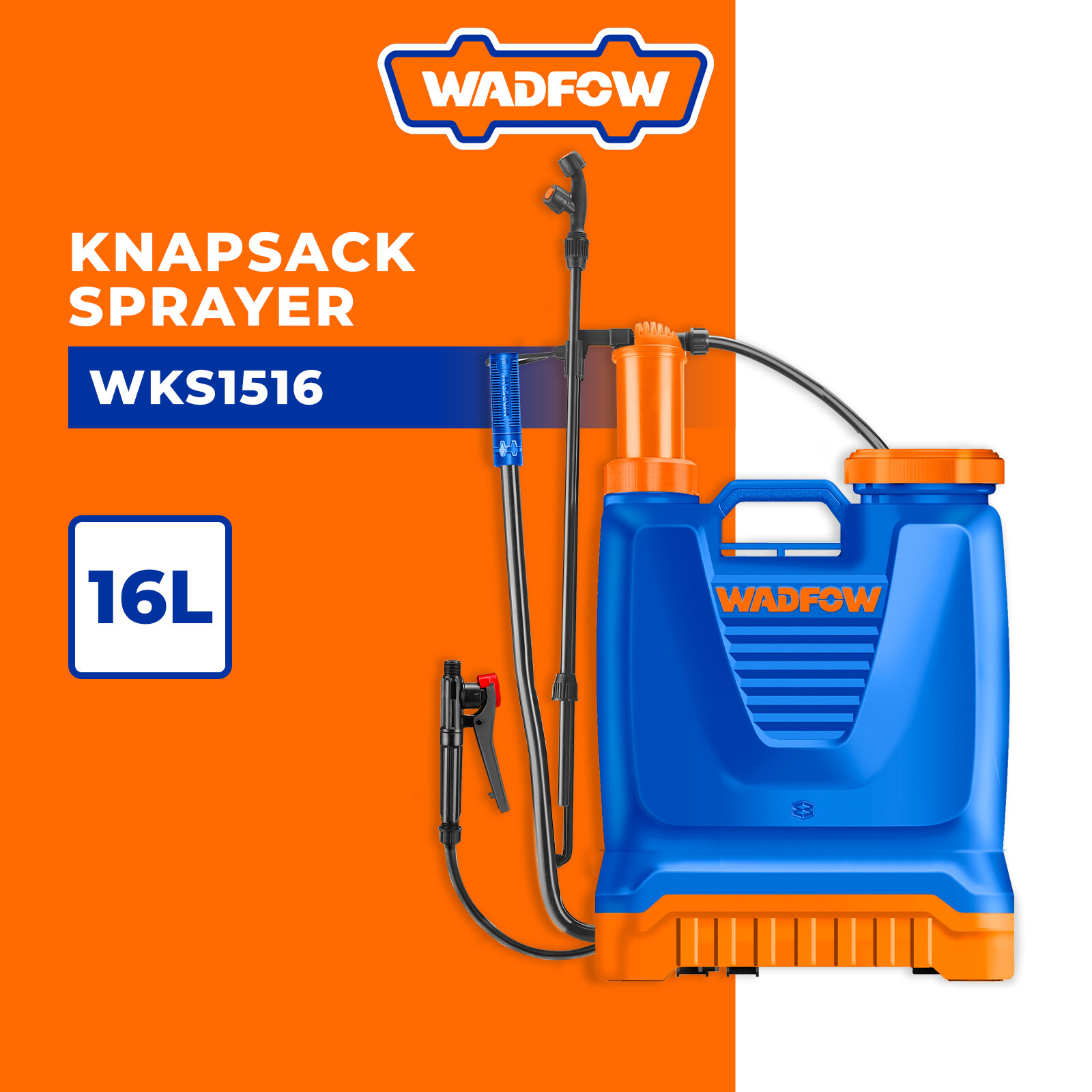 WADFOW Knapsack Sprayer 16L Fiberglass Lance w/ Adjustable Nozzle