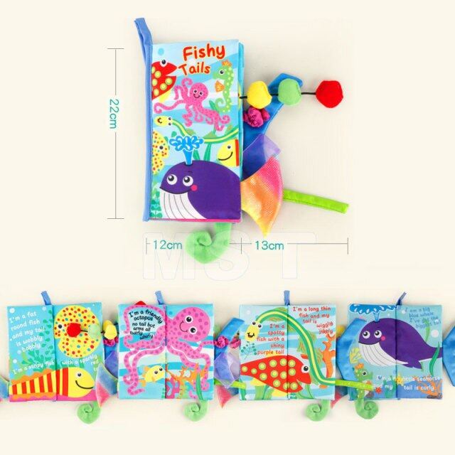 Soft Cloth Books Interactive Baby Toys Cognitive Fabric Quiet Books For 0-12 Months Newborns Early Learning Toys Animal Tails