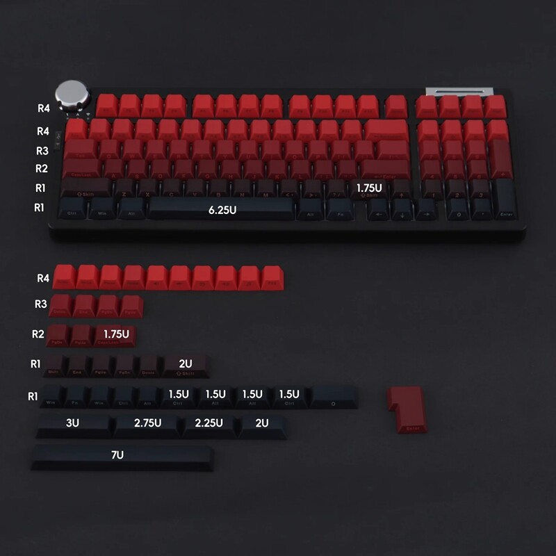 【Keycap Only】nắp phím chạm khắc đỏ đen cạnh Gradient nắp phím thăng hoa PBT hồ sơ anh đào 136 phím cho công tắc Cherry MX Bàn Phím Cơ keychron/RK61/gk61/Anne Pro 2