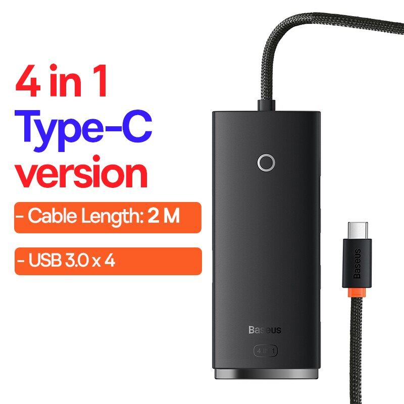 Baseus usb c hub 4 in 1 usb to type c usb 3.0 converter adapter for macbook pro air huawei mate 30 multi usb 2.0 splitter