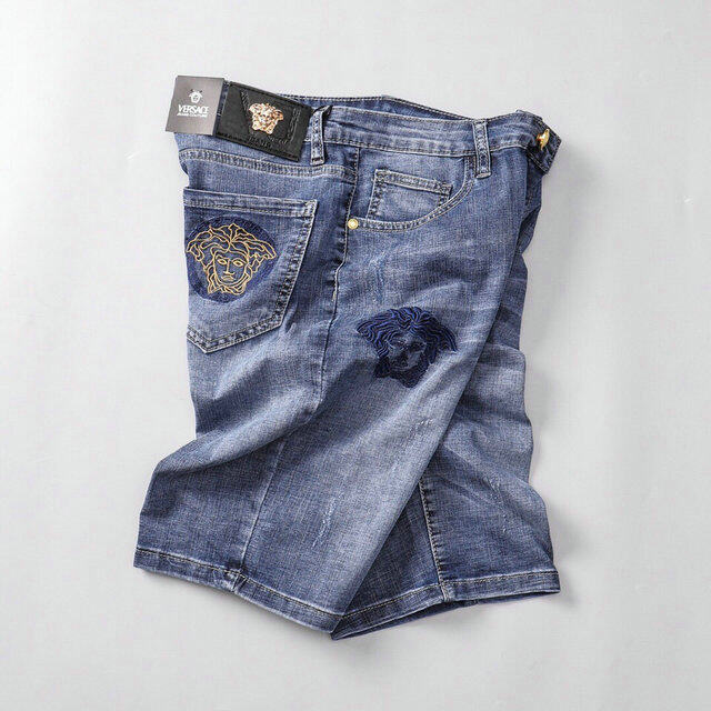 Original Brand Versace Men's Denim Shorts Summer Casual All-match