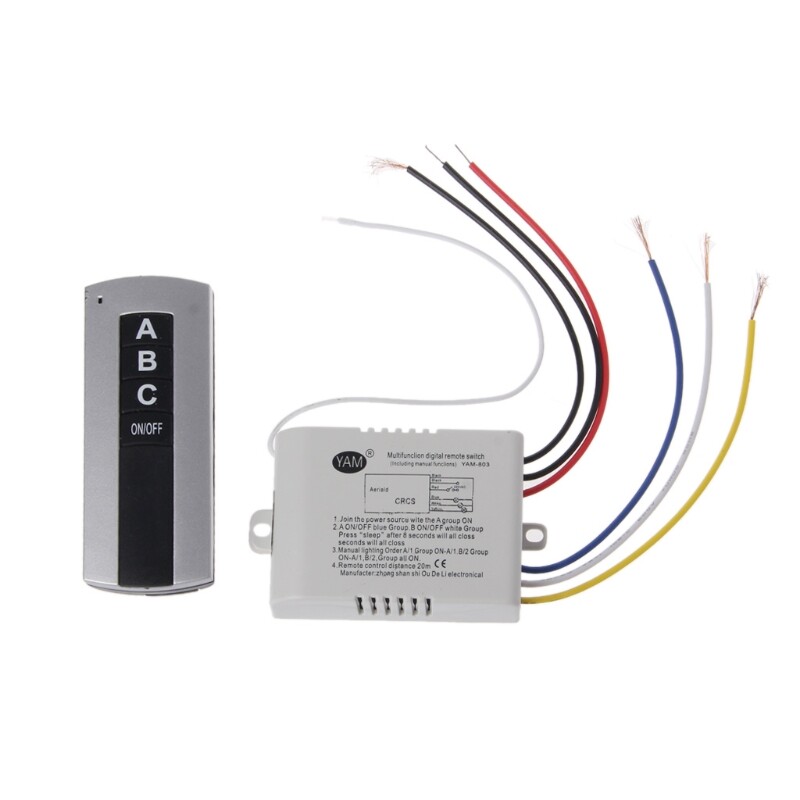 Wireless 3 Channel ON/OFF Lamp Remote Control Switch Receiver Transmitter