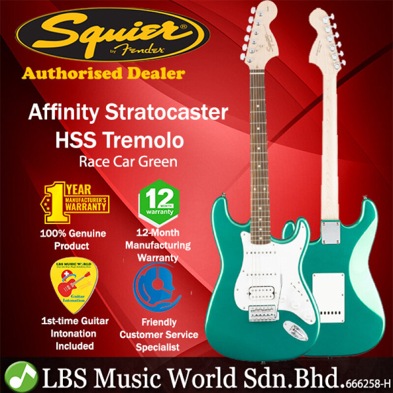 Squier by Fender Affinity Stratocaster Electric Guitar HSS with Tremolo (Race Car Green) Malaysia
