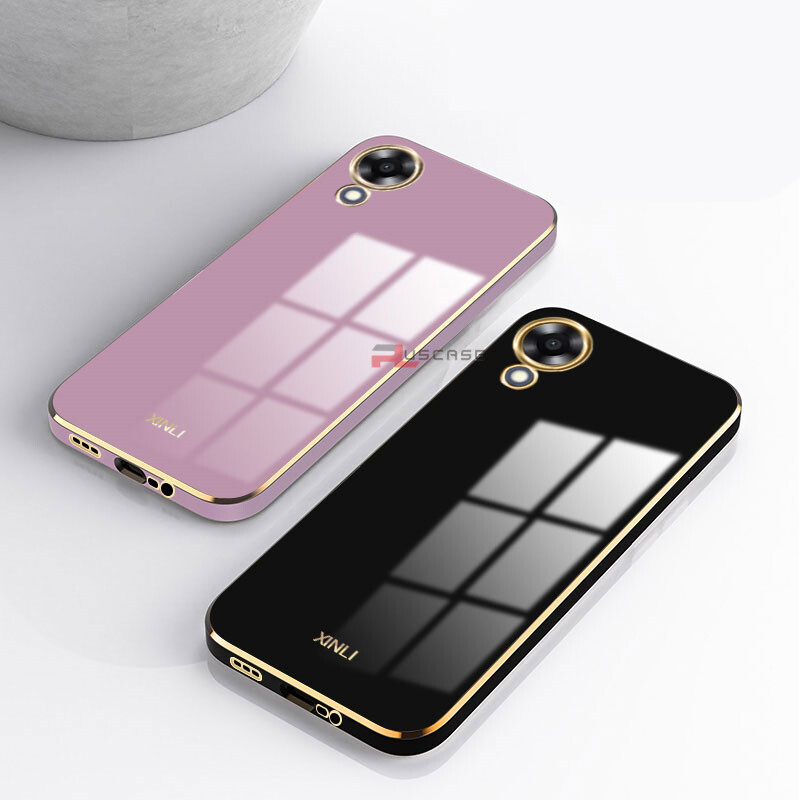PlusCase for OPPO A17k 6D Plating Soft Case Lens Protector Square Frame Silicone Glossy Shockproof Phone Back Cover