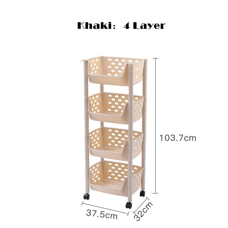 JustLiving Multi-layer Kitchen Vegetable Rack Floor Storage Basket Household Fruit and Vegetable Basket Toy Storage Shelf Bathroom Storage Rack Container