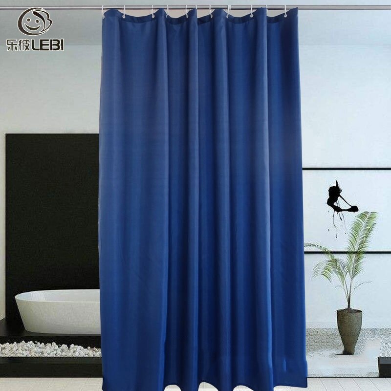 Shower curtain thickened plain polyester waterproof shower curtain hotel hotel suitable for dark blue shower curtain
