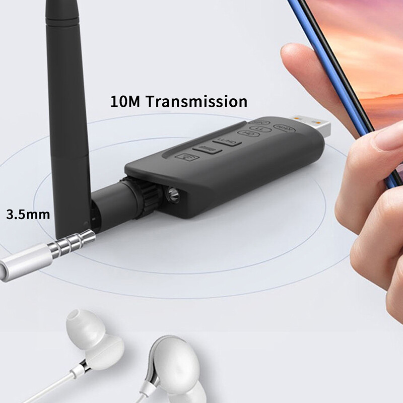 VAORLO Bộ Chuyển Đổi USB Bluetooth Qualcomm QCC3056 Bộ Phát Âm Thanh Không Dây BT 5.3 Bộ Chuyển Đổi Máy Tính Độ Trễ Thấp Có Mic 3.5Mm AUX RAC AptX HD LL Thích Ứng Cho Máy Vi Tính T V
