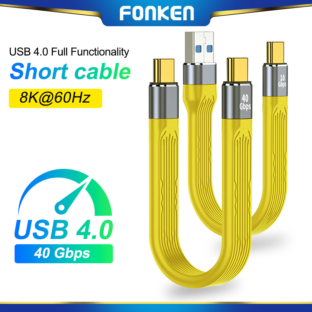 FONKEN USB 4.0 Gen3 Thunderbolt 3 Cáp Dữ Liệu PD 100W 5A Nhanh Sạc USB C Để Loại C Cáp 8K 60Hz Cáp USB Loại C 40Gbps Cáp Dữ Liệu