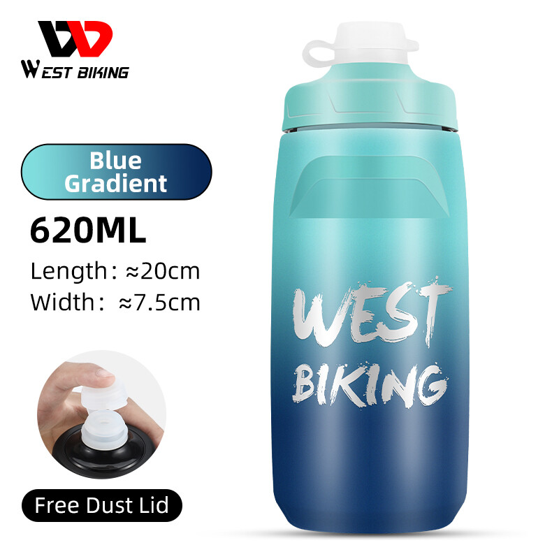 WEST BIKING Cycling Water Bottle 620ml Sports Water Bottle MTB Road Bike Bottle BPA-free Leak-proof Light Plastic Cycling Hiking Water Bottle With Lid Cover