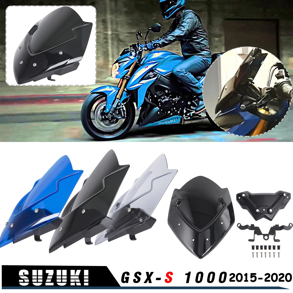Allotmark Kính Chắn Gió Xe Máy GSXS1000 ABS Kính Chắn Gió Lá Chắn Màn Hình Đối Với Suzuki GSX-S1000 GSXS 1000 2016 2017 2018 2019 GSXS1000 Gió Làm Lệch (Khói/Khói Sáng/Xanh Dương)