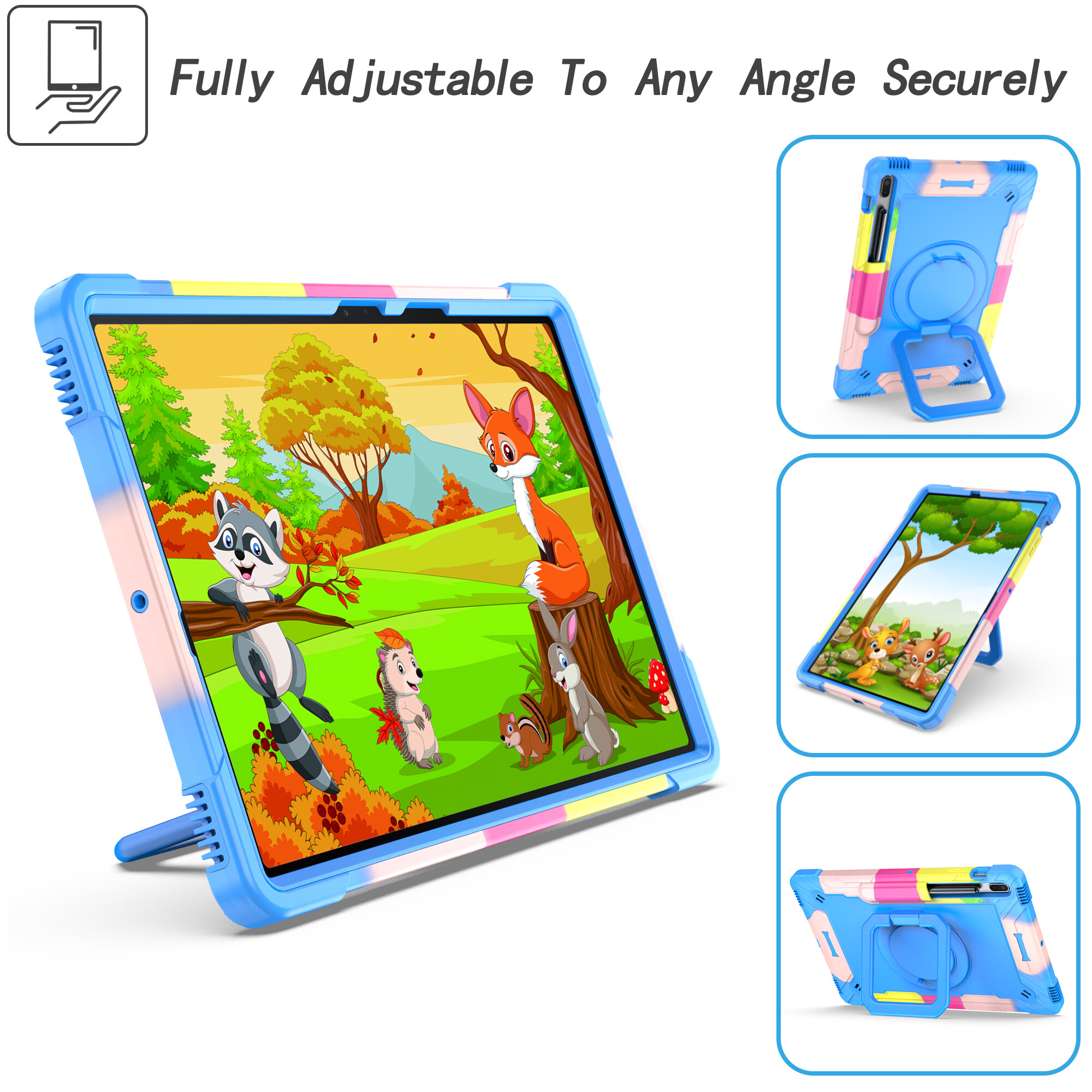 Cho Samsung Galaxy Tab S10 cộng với trường hợp 12.4 2024 chống sốc 360 ° Giá đỡ xoay & dây đeo tay & dây đeo vai chống sốc Bìa trường hợp cho Tab S9 FE cộng với/S9 +/S8 cộng với/S7 FE/S7 cộng với 12.4 inch