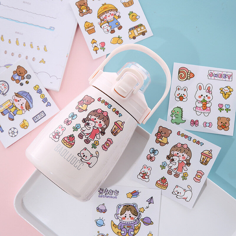 Polocat cute bear cartoon hand account sticker sweet fashion mobile phone diary water cup decoration sticker material can tear clip art sticker