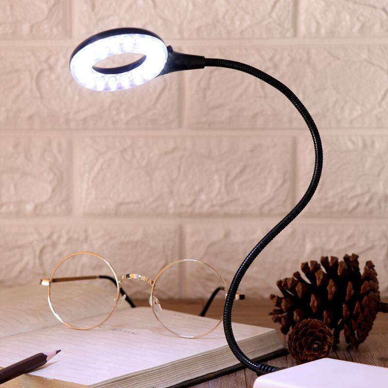 Ring LED Light USB Table Desk Lamp 5V Bright Bulb Flexible Gooseneck Adjustable