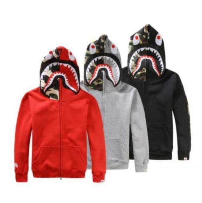 Bape Bathing ape Jacket SHARK Head Camo FULL ZIP HOODIE Long Sleeve Clothes