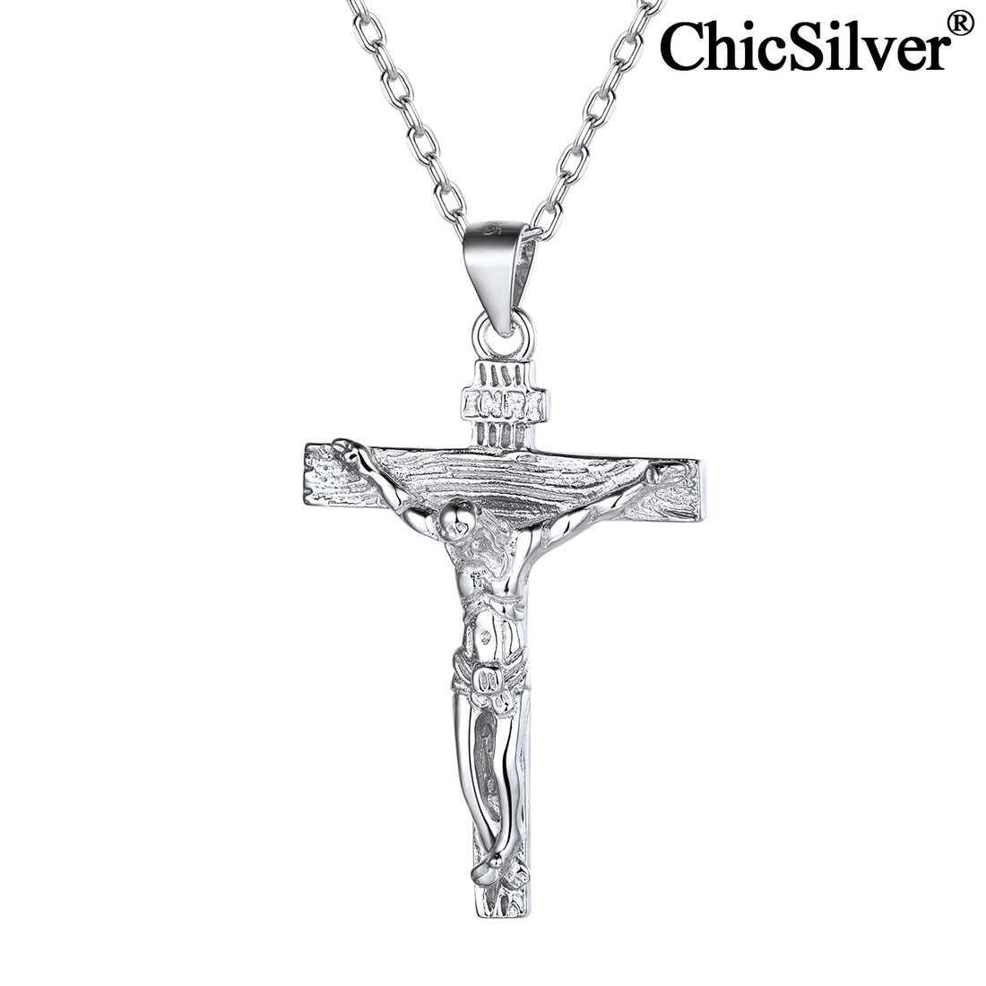 Sterling Silver Cross Necklace Mens 