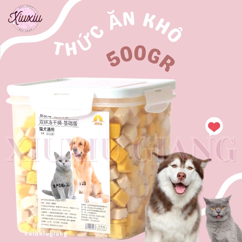 Thức ăn đông khô mix 4 vị thơm ngon dinh dưỡng cho thú cưng chó mèo 460gr - xiuxiu giang