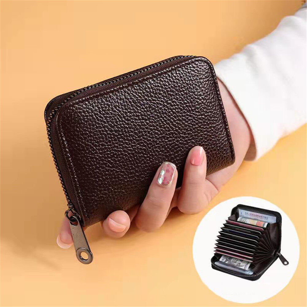 Zipper Bag Credit/id/bank Pu Leather Credit Coin Purse Business Card Holder Women