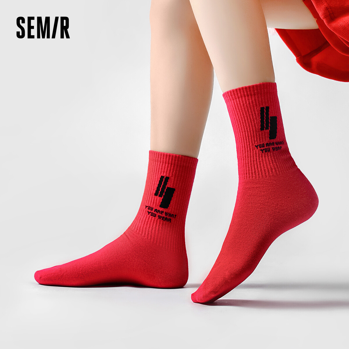 Semir Socks Women Soft Comfortable Elastic Breathable Bacteriostatic Leisure Sports Combed Cotton Fashionable Medium Hose