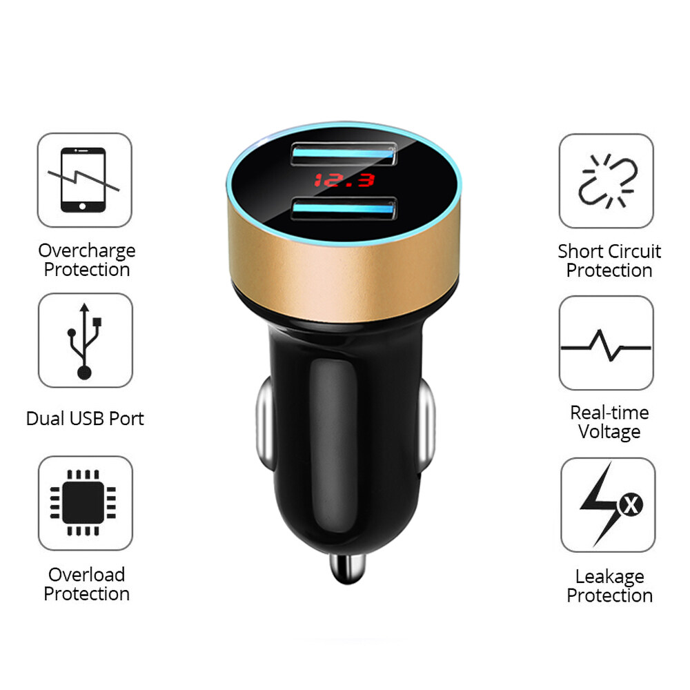 Cổng USB Kép Bộ Sạc Xe Hơi 3.1A Điện Áp LED Kỹ Thuật Số Màn Hình Hiện Tại