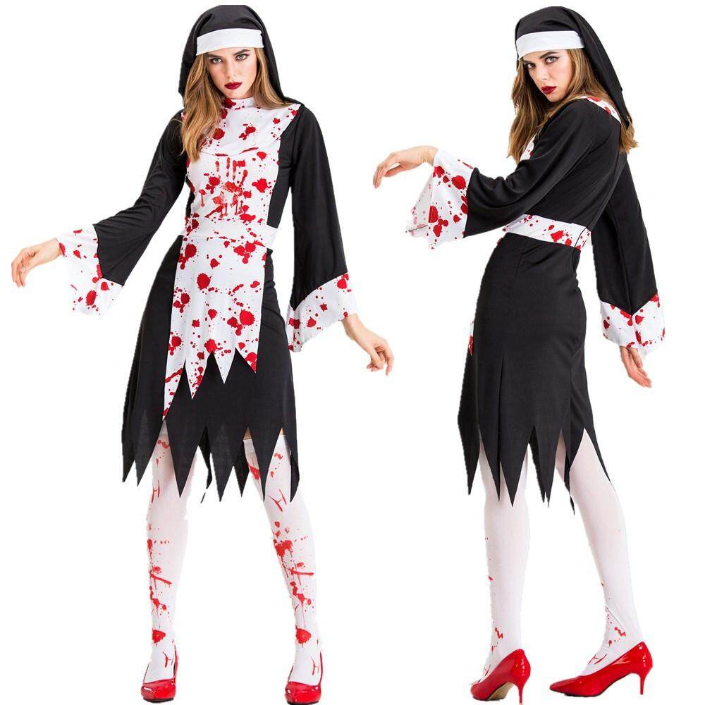 Halloween black vampire zombie costume nun costume arabic religious monk ghost uniform