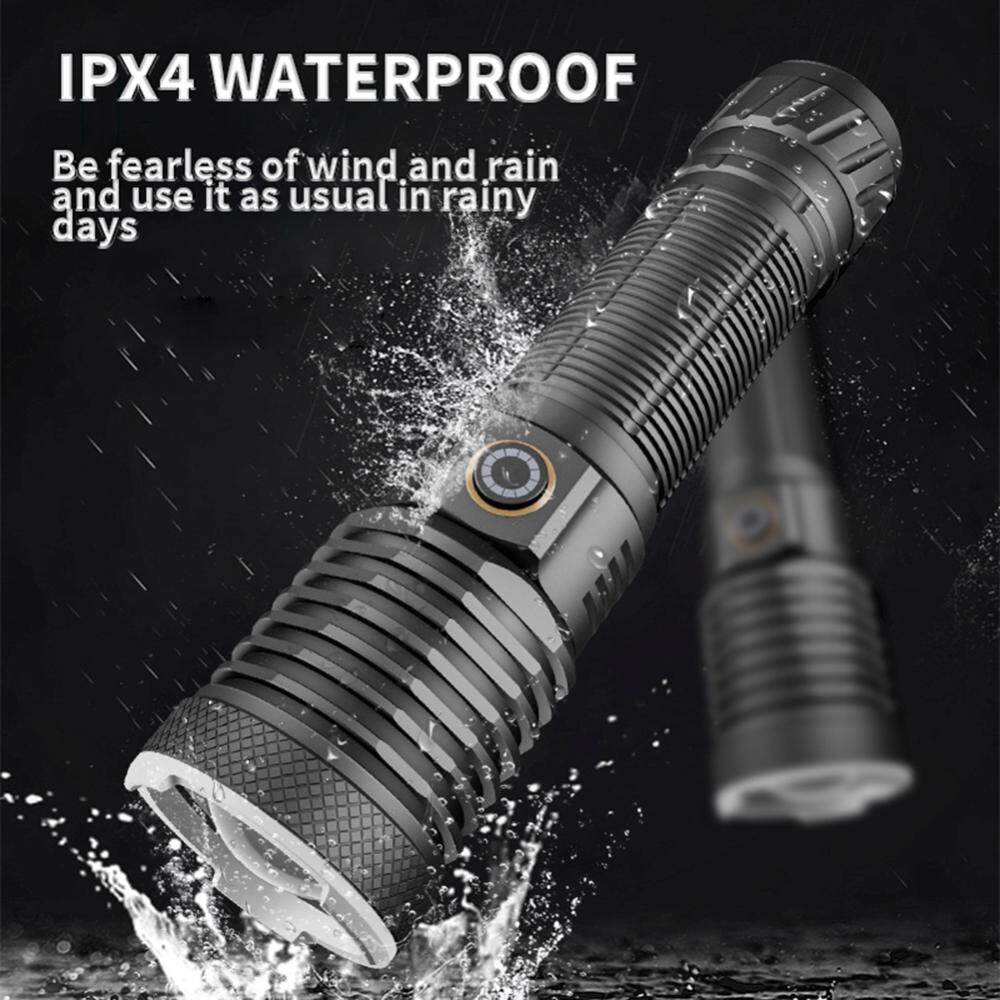 30 Wát LED tầm xa đèn pin IPX4 không thấm nước 800lm Đèn pin phóng to Loại-C có thể sạc qua USB 4 chế độ Nguồn cung cấp Cắm Trại Đi Bộ Đường Dài
