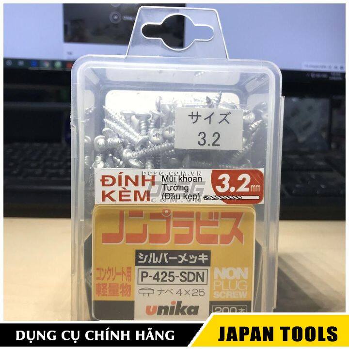 Ốc vít bắt tường bê tông 4x25mm đầu tròn Unika P-425-SDN | Japan Tools
