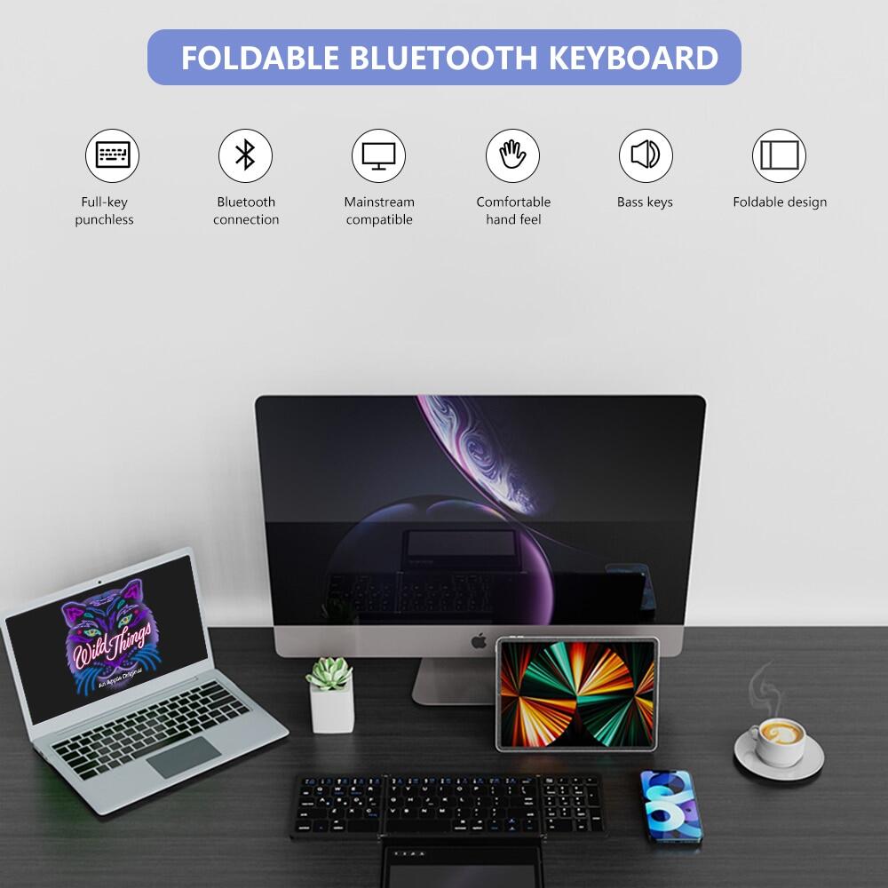 JOMAA Foldable Keyboard Bluetooth Wireless Keyboard With Touchpad Portable keyboard Ultra Slim Pocket Folding Keyboard For Windows/Android/ IOS/OS/HMS Tablet PC
