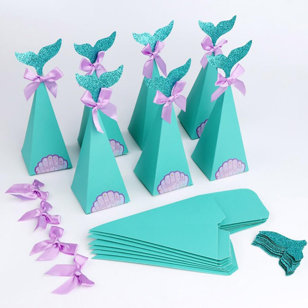 20pcs Little Mermaid Gift Boxes Paper Sweet Candy Box Kids Birthday ...
