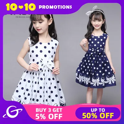 NNJXD Girl Clothes Summer Holiday Sleeveless Polka Dot Dress Kids Casual Wear Girls Tutu Child Baby Clothes s