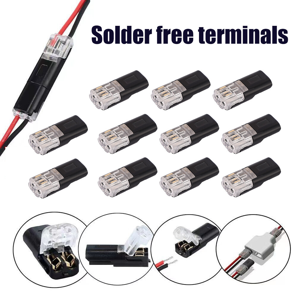 10PCS 2 Pin Electrical Terminals Toolless Spring Quick Wire Pluggable Connector Crimp Terminal Block For LED Light Cable