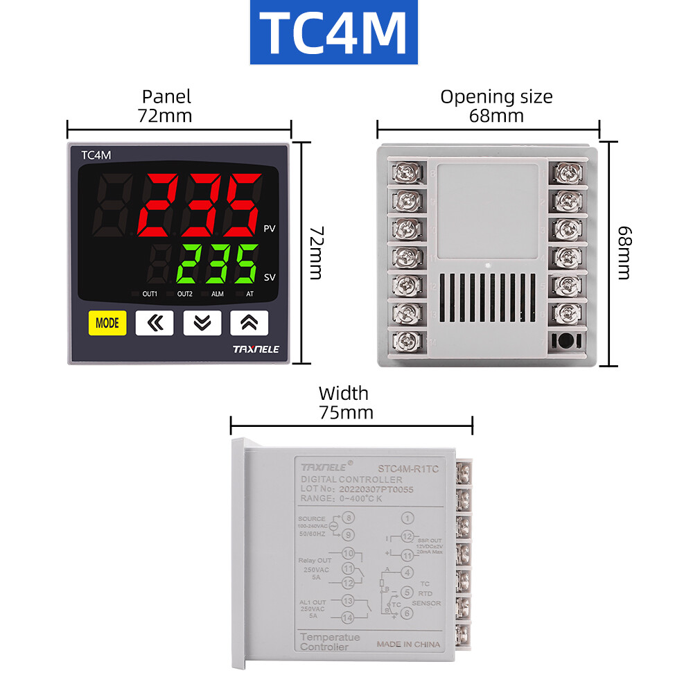 Digital PID Thermostat Dual Output Universal Input TC4S TC4H TC4L TC4M Temperature Controller Regulator SSR Relay 110VAC 220V