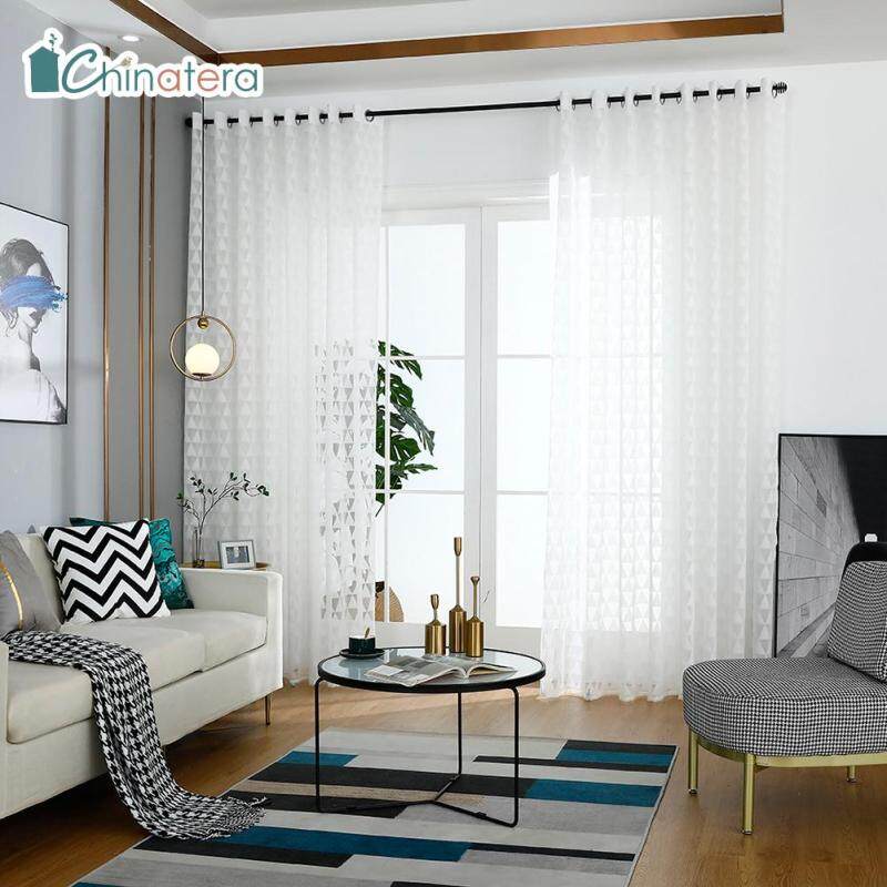 Rèm Cửa Sổ Chinatera Bằng Vải Tuyn, 1 Tấm Rèm Cửa Hình Tam Giác Hiện Đại Bằng Vải Tuyn Cho Phòng Khách Phòng Ngủ Bằng Sợi Dệt Mỏng
