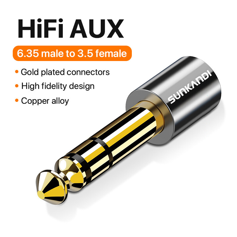 Sunkandi 3.5mm đến 6.5mm 6.35mm Nam để feamle Bộ chuyển đổi cáp Audio 6.5 6.35 để cắm 3.5 Jack Stere