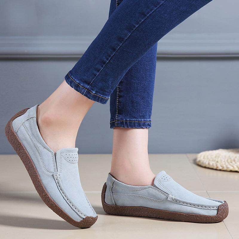 Fashion Women Shoes Women Suede Leather Flats Shoes Loafers Slip on Lazy Shoes Comfortable Casual Boat Shoes for Women