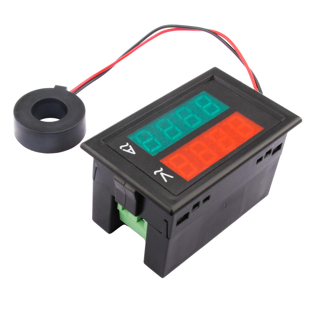 Foriot Đồng hồ đo vôn Ampe 300V 100A Vôn kế Điện áp và dòng điện mét kỹ thuật số hiển thị thời gian kép 0.39 inch LED điện áp cường độ dòng điện Tester