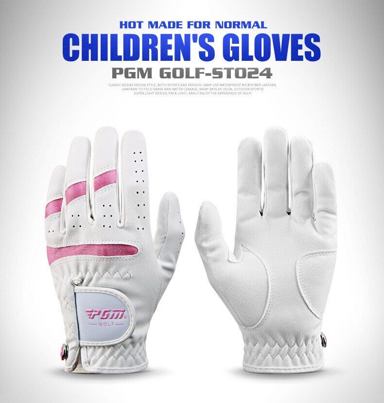 PGM 1 Pair Kids Golf Gloves with Mark Boys Girls Superfiber Cloth Sport Hand Glove Wear Breathable Training Protective ST024