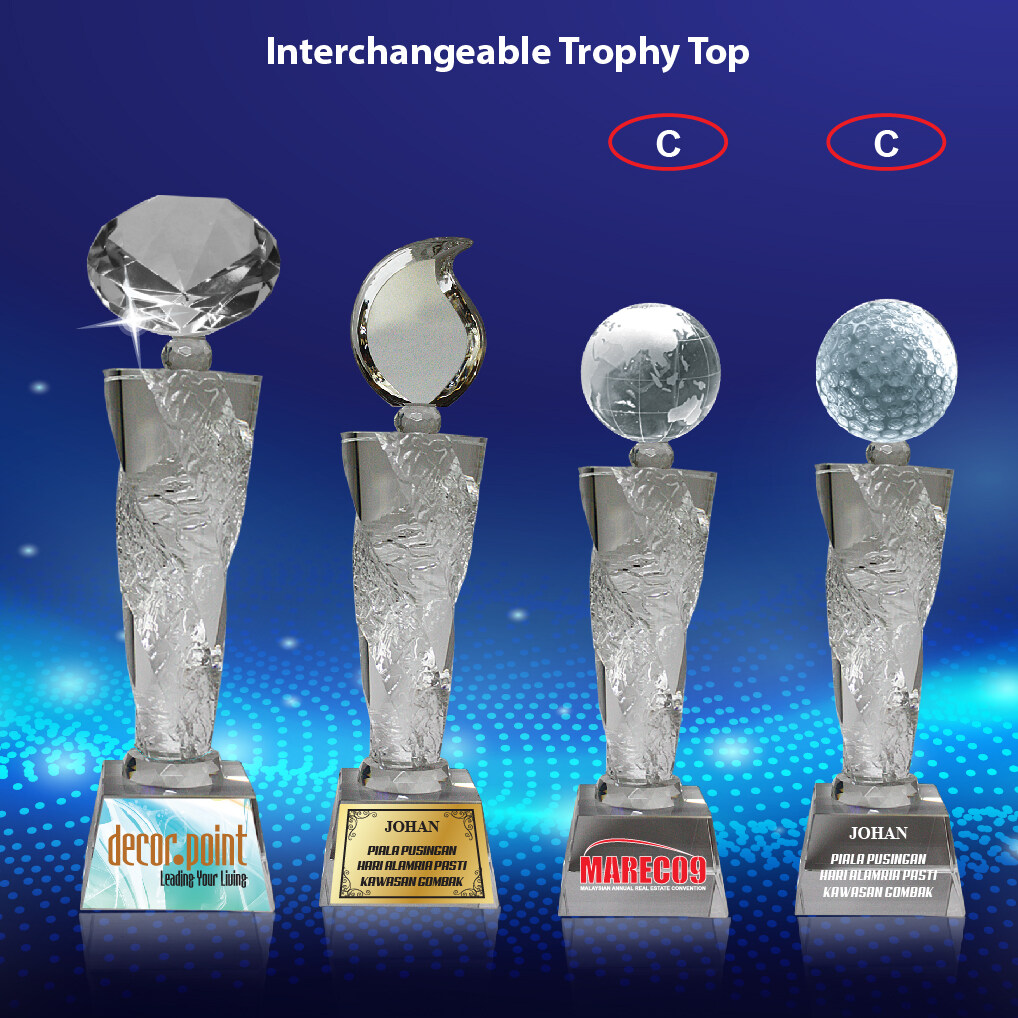 Crystal Trophy Trophy Award Crt133003 A B C 5 Days Deliver Logo Wording Free Lazada