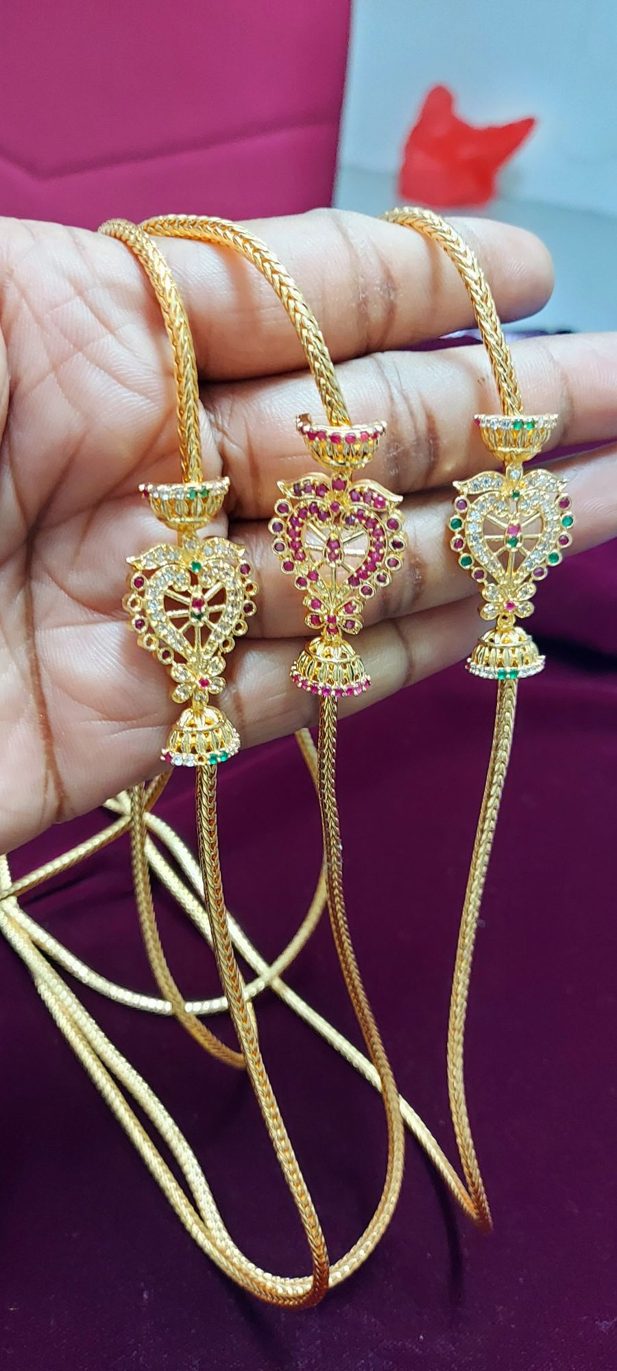 GOLD PLATE HEART STEP MOP THALI CHAIN 