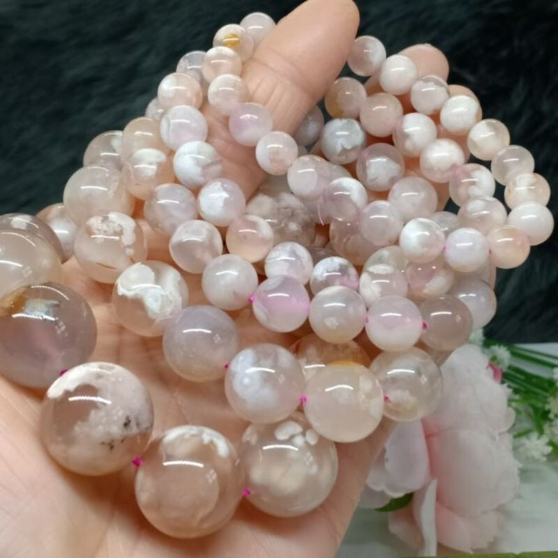 NATURAL CRYSTAL] HIGH GRADE PINK SAKURA AGATE JELLY CHERRY