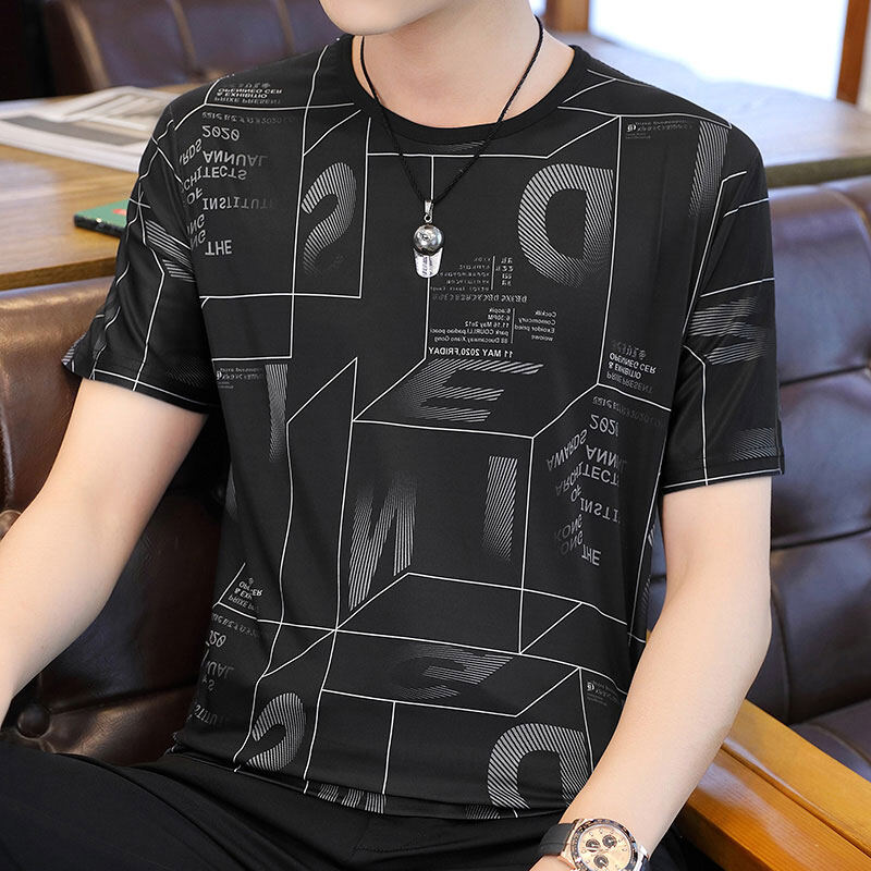 Áo Thun Nam, Áo Thun Ngắn Tay Áo Thun Họa Tiết Cổ Tròn, Áo Thun Áo Thun Nam