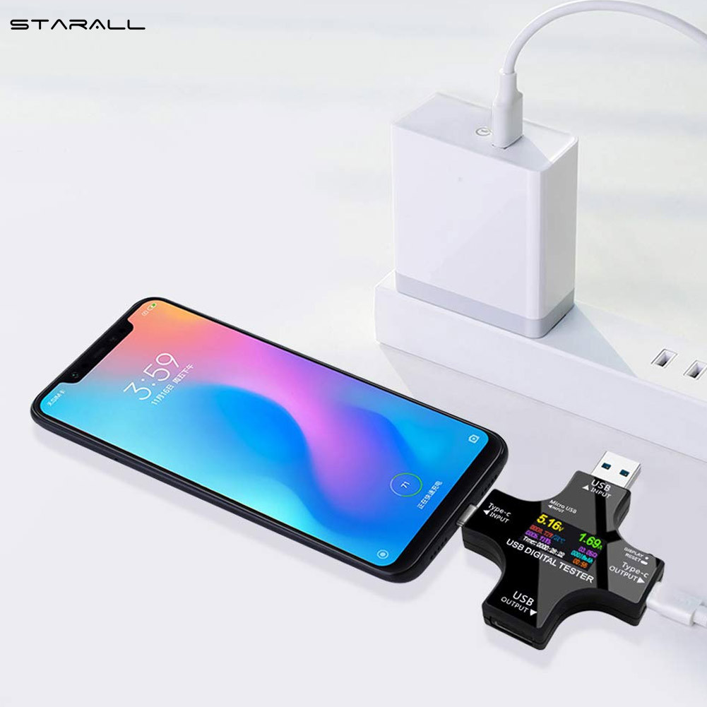 StarALL Máy Đo USB Loại C Đa Năng Máy Kiểm Tra Đồng Hồ Vạn Năng Kỹ Thuật Số LCD Dòng Điện Áp