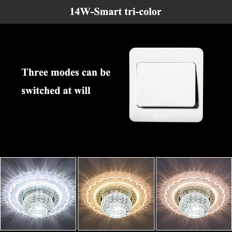 LED Light Ceiling Light Chandelier Crystal Light Corridor Light Wall Light Bedroom Light Wardrobe Light Entrance Light Balcony Light Room Decoration Light Corridor Light Home Decoration Nordic Simple Tricolor 180mm 14W