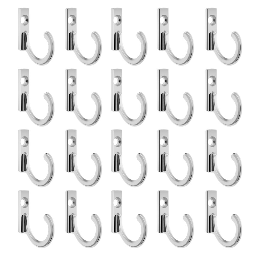 20 Pieces Wall Mounted Single Hook Robe Hooks Coat Hooks and 20 Pieces Screws for Hanging Key Hooks