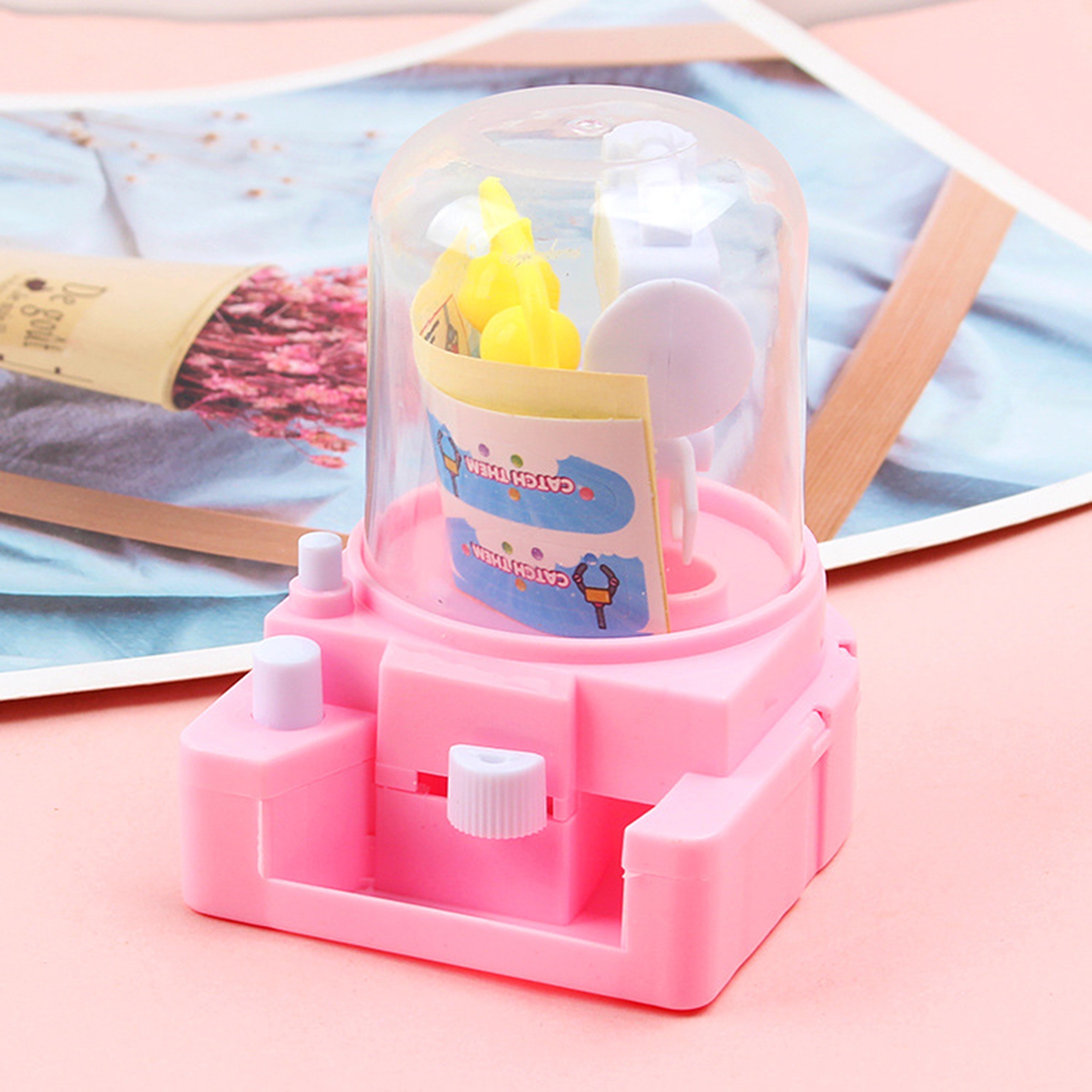 Mini Claw Machine 4 Tiny Stuff Prizes Multi-Color Mini Ball Cute Shape Skill Training Desktop Game Interactive Claw Machine Catcher  Gashapon Grabber Toy Kids Toy Gift