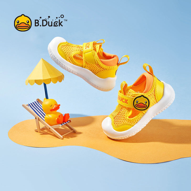 B.Duck Sneakers Comfortable and Lightweight Boys Sneakers Summer Children's Toddler Shoes Little Children's Sneakers Soft Sole Single Net Shoes