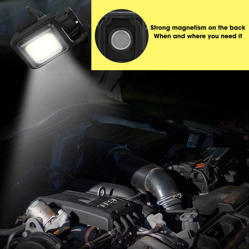 【High Quality+ In Stock】Mini LED Flashlight Work Light Mutifuction Portable Pocket Flashlight Keychains USB Rechargeable for Outdoor Camping Small Light Corkscrew