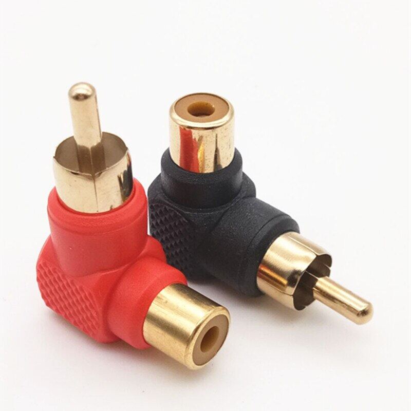 50PCS 90 Degree RCA Male To Female Right Angle Plated Connector Plug ...