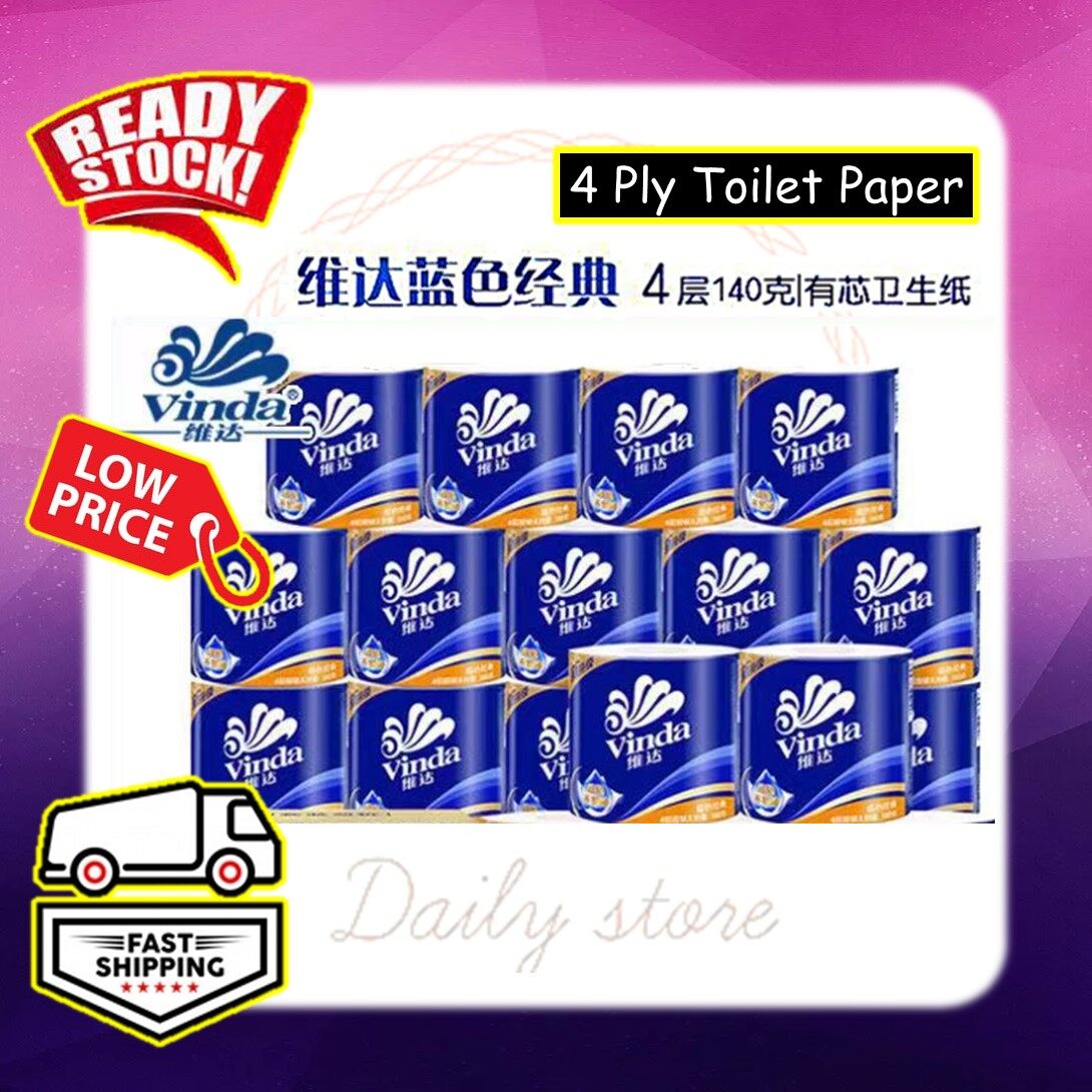 【READYSTOCK】Vinda Deluxe Smooth Toilet Rolls Tissue Tisu Tandas 4 Ply