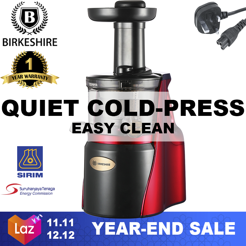 Birkeshire Slow Juicer Cold Press SJ-150S-M Fruit & Vegetable Juice Extractor & Maker (Metallic Red)