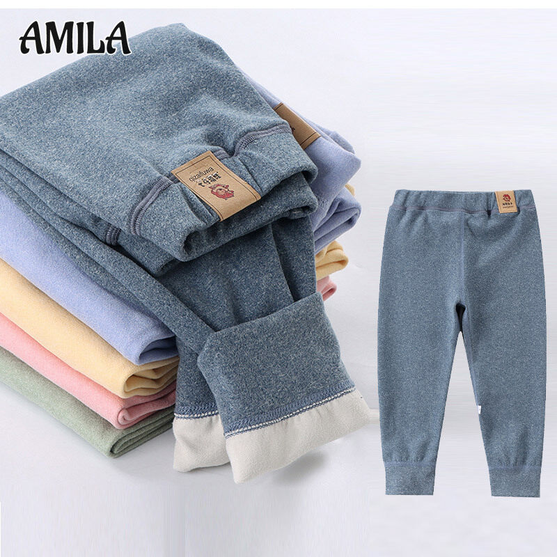 AMILA Quần Nhung Trẻ Em Quần Đơn Bé Trai Bé Gái Quần Ấm Trong Quần Legging Dày Cho Bé Trai...
